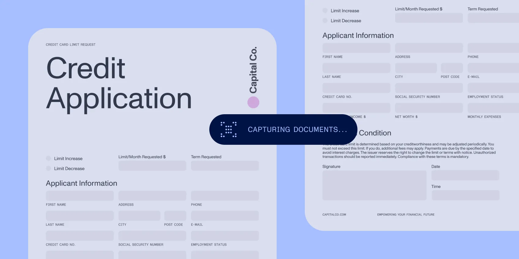 Application data and supporting documents brought together around the request.