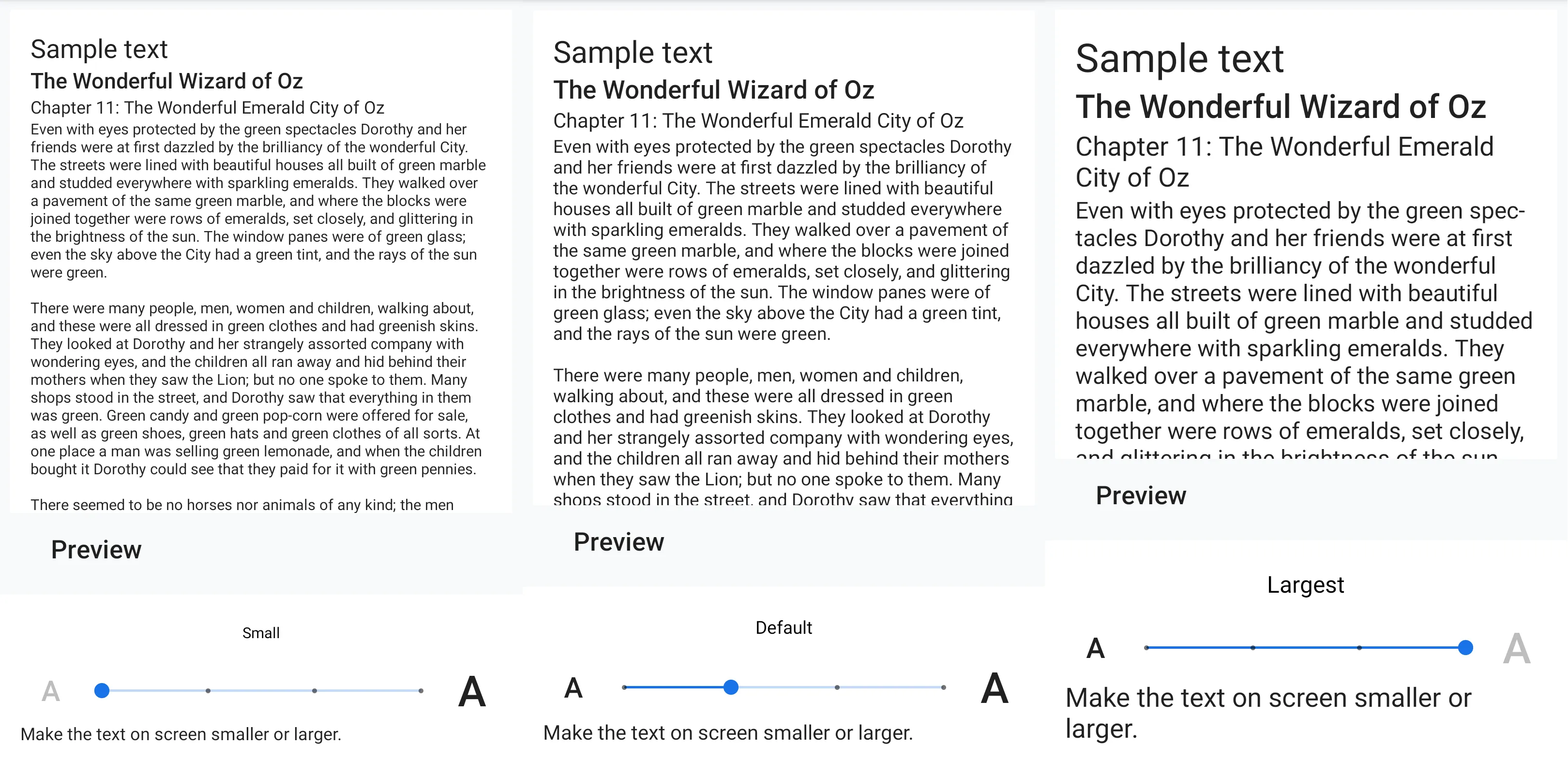 Font size setting