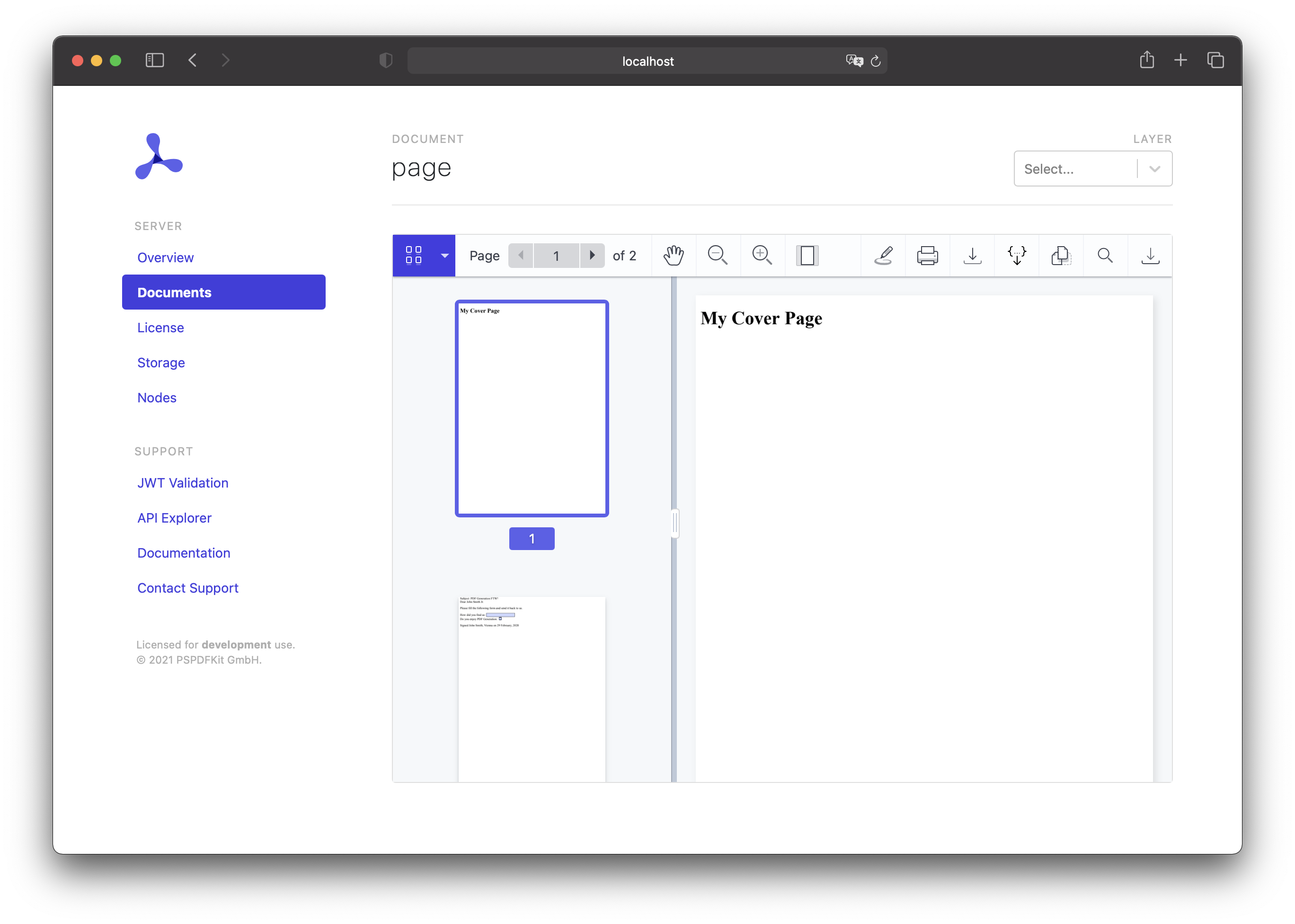 A PDF with a cover page