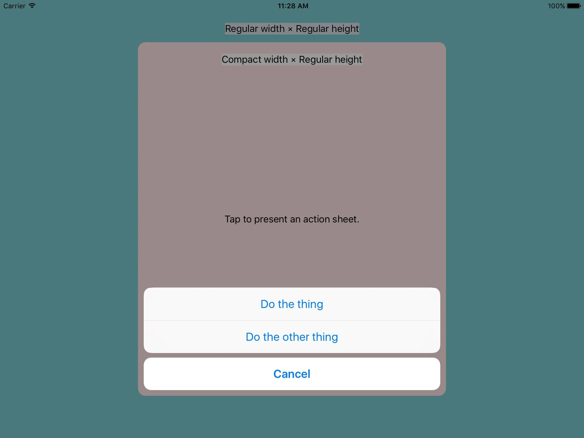 Form sheet presenting action sheet as sheet