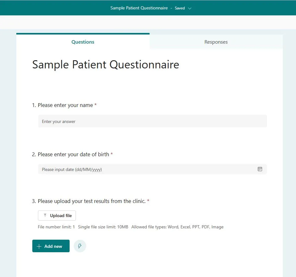 sample ms form