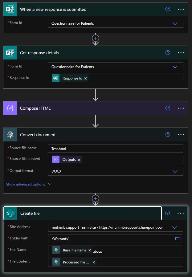 build flow to convert form to word