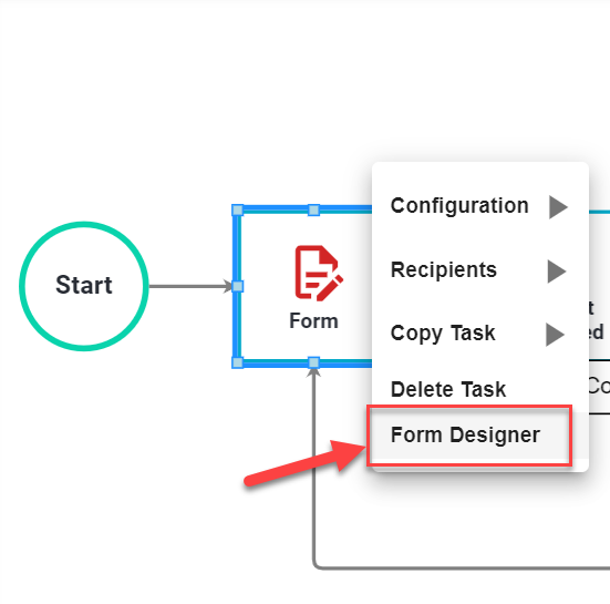 Form Designer menu option