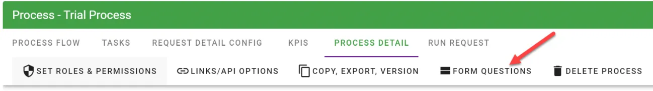 Form questions button