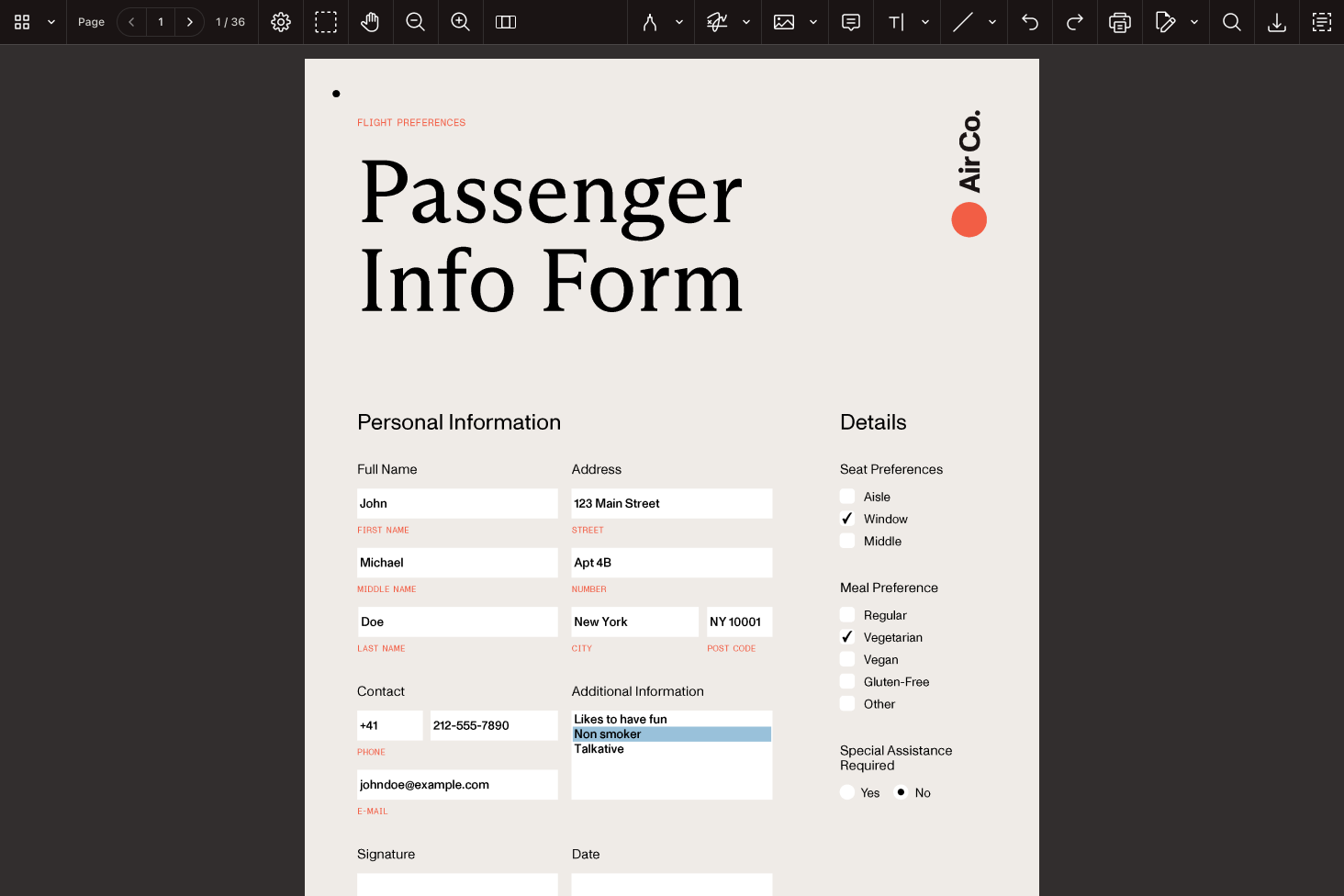 Form Viewing and Filling demo interface