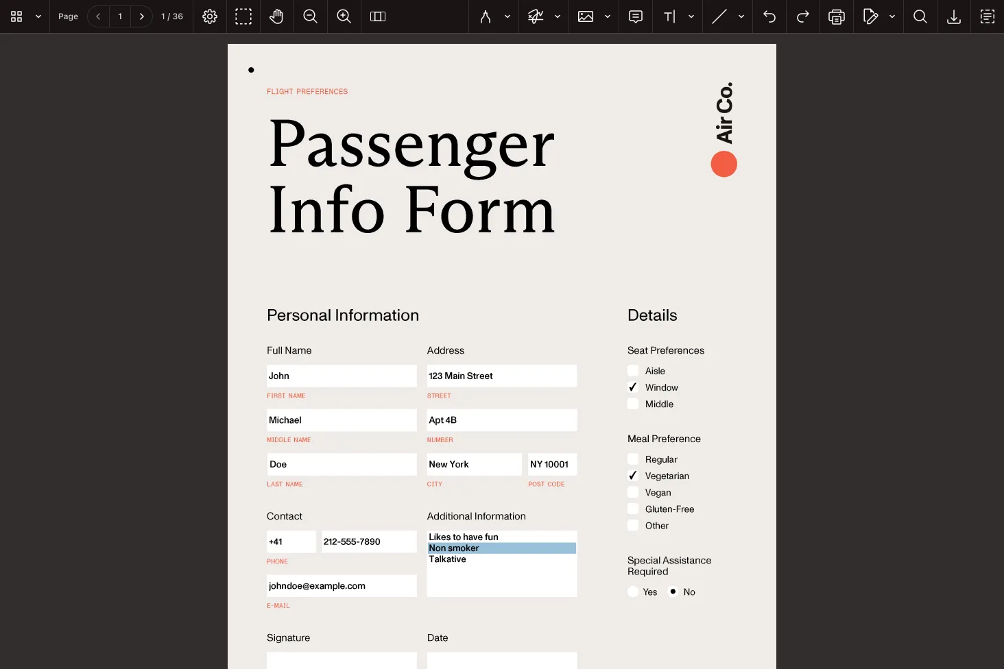 Form Viewing and Filling demo interface
