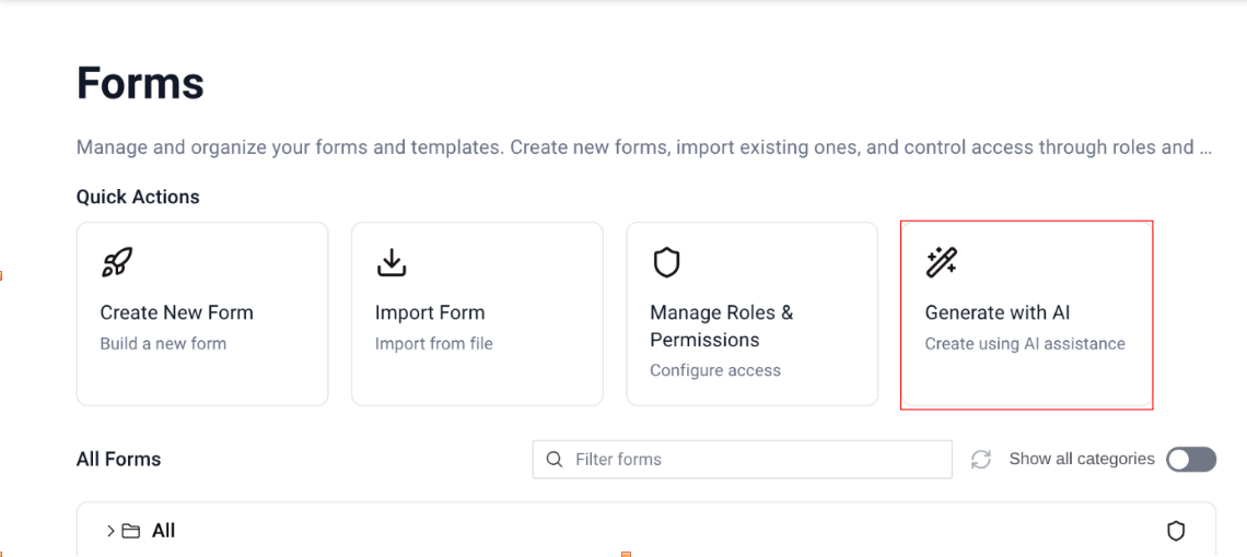 Forms page showing Add Form button