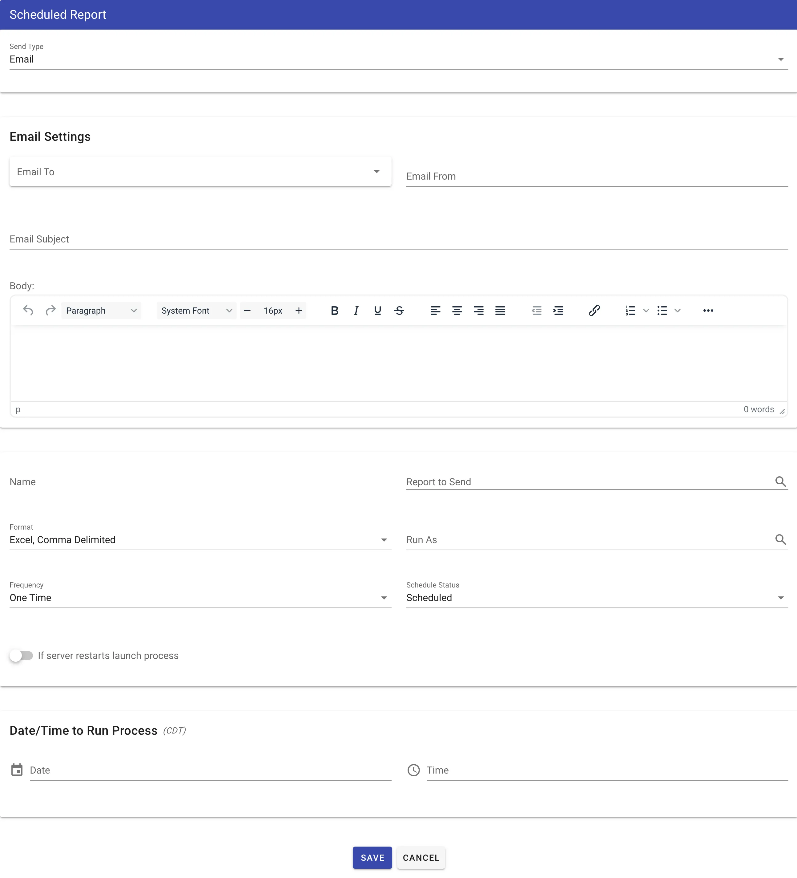 report scheduler full