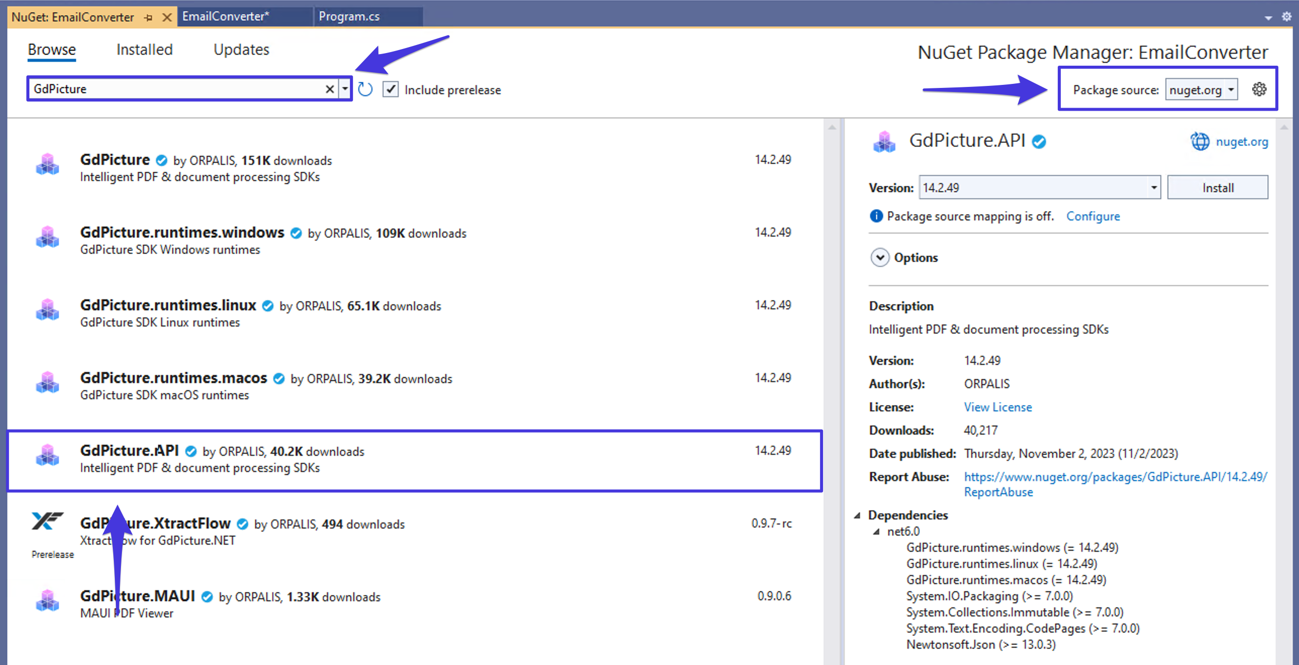 Setting up GdPicture.NET via NuGet