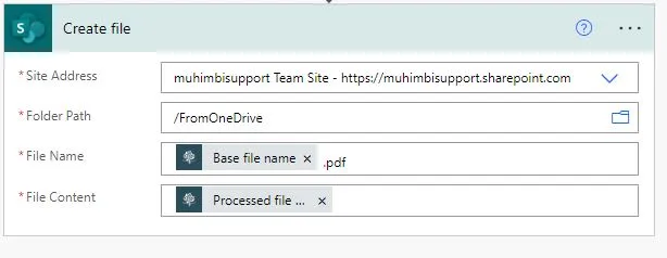 create file action