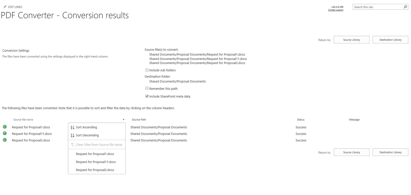 sort by column