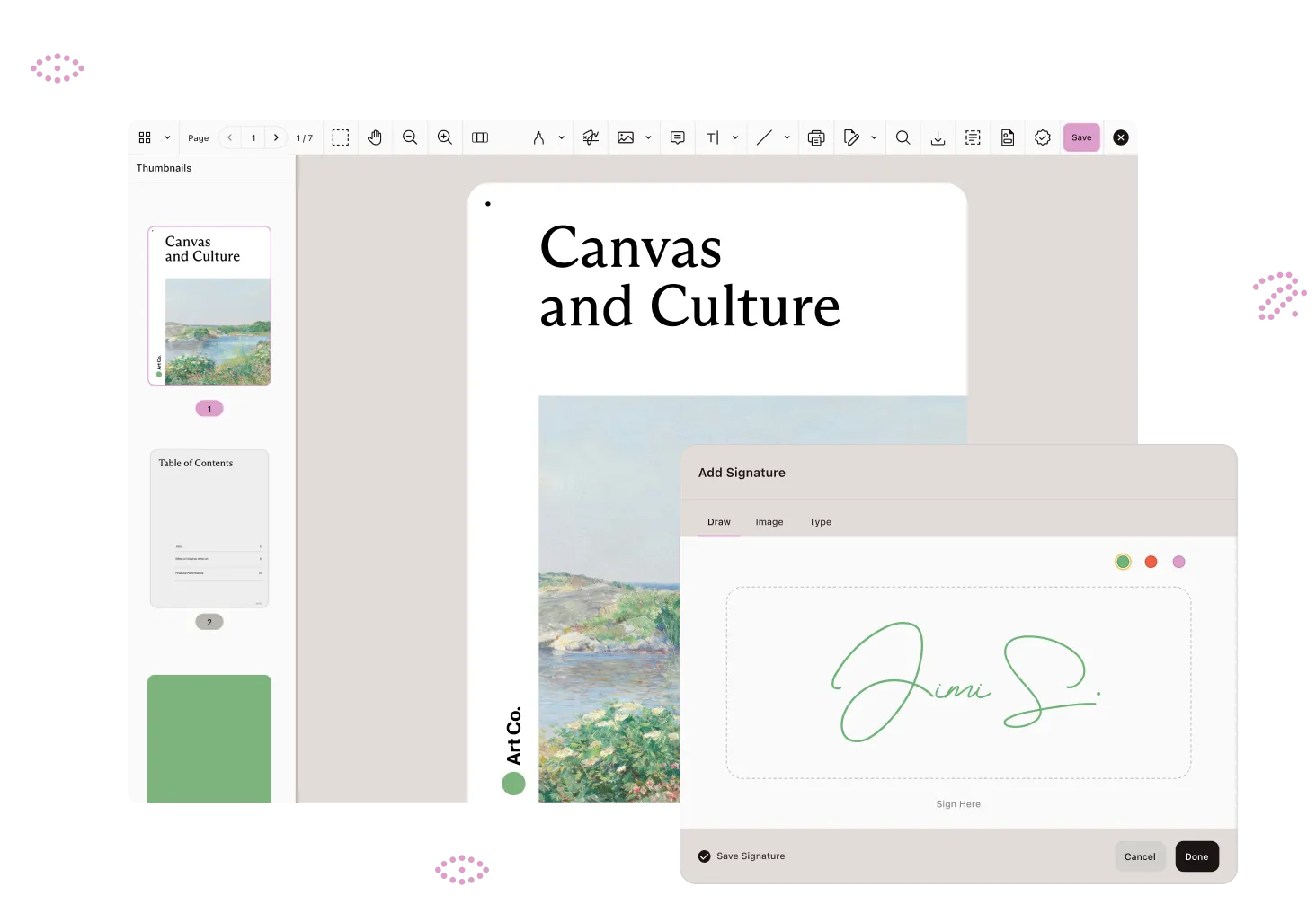 HubSpot document editing interface