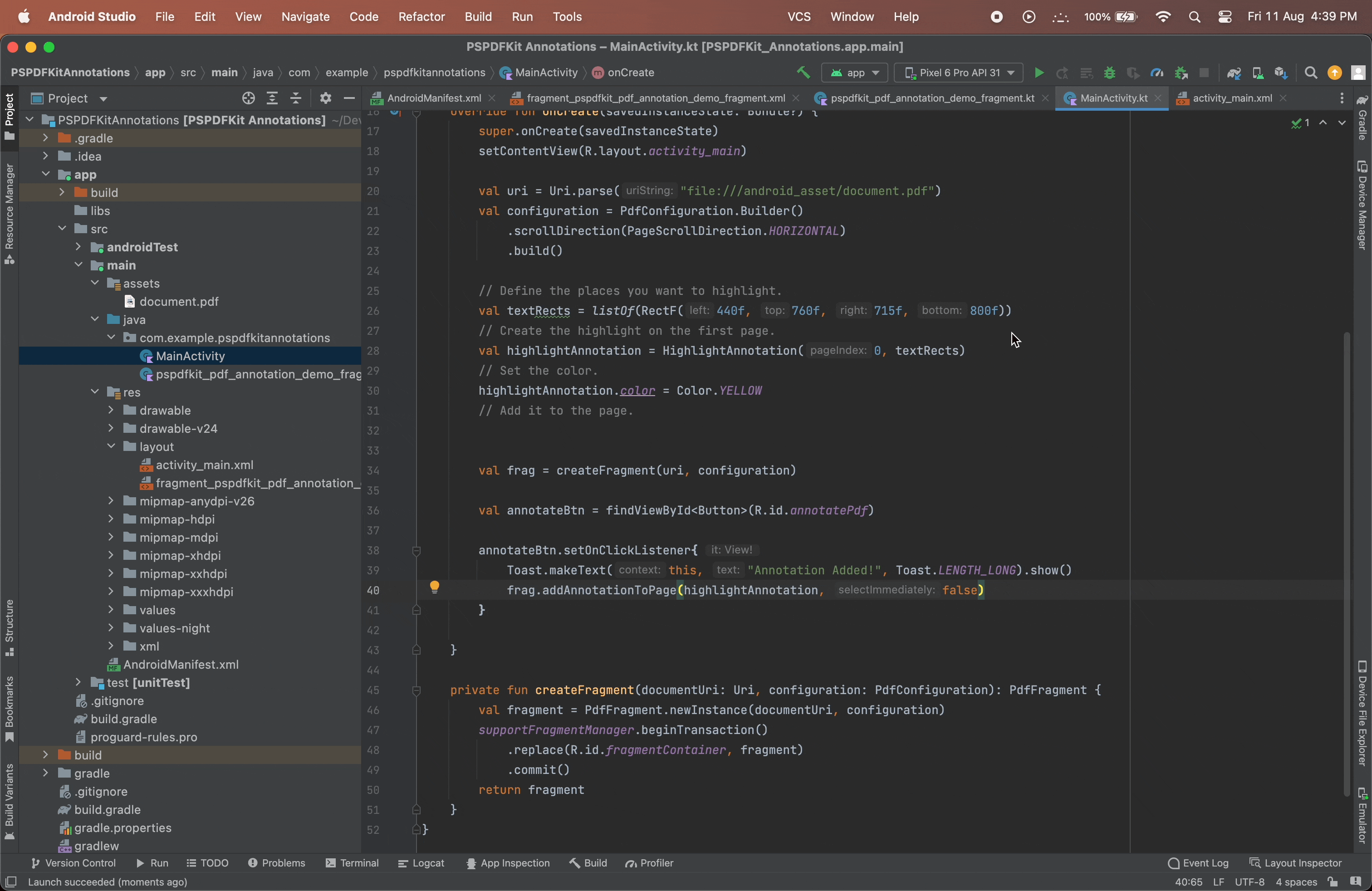 GIF showing the highlight annotation in action