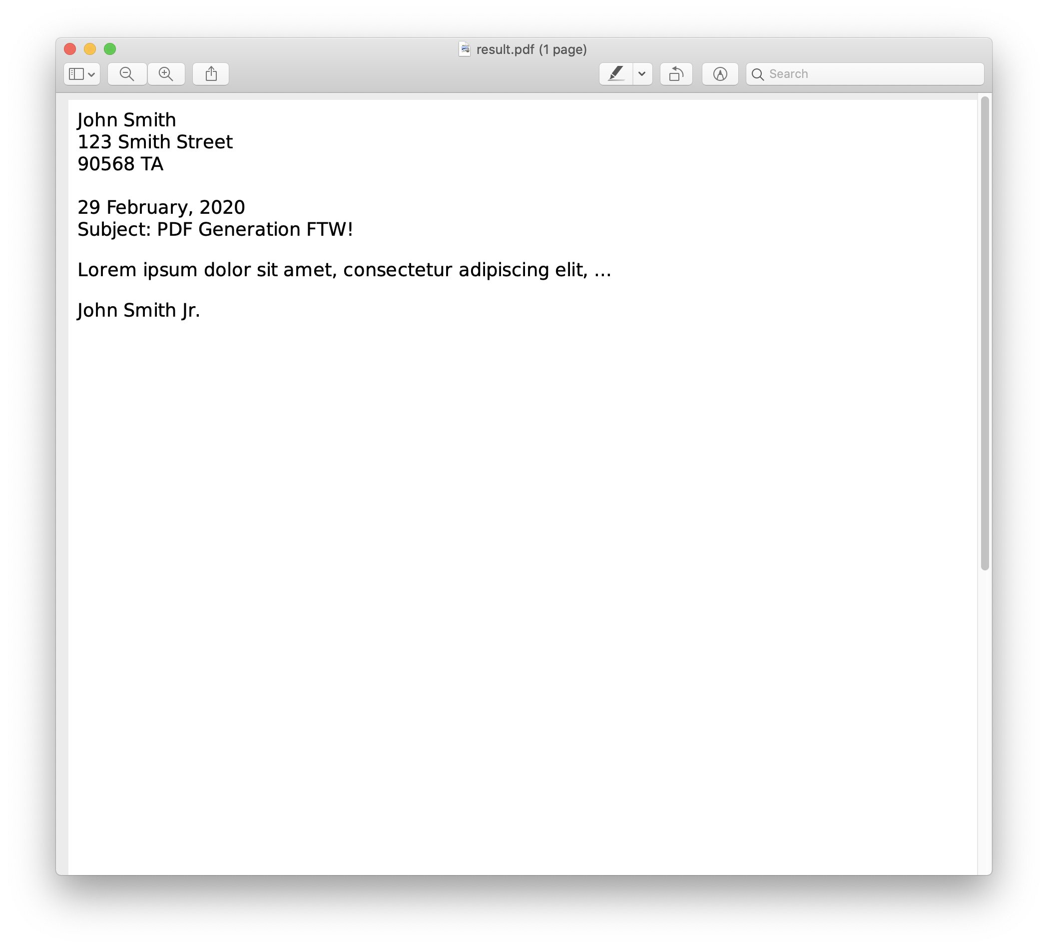 A simple letter example