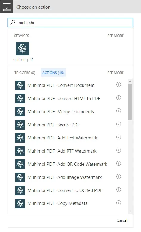 Muhimbi Flow Actions
