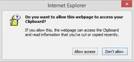 IE11 clipboard access prompt