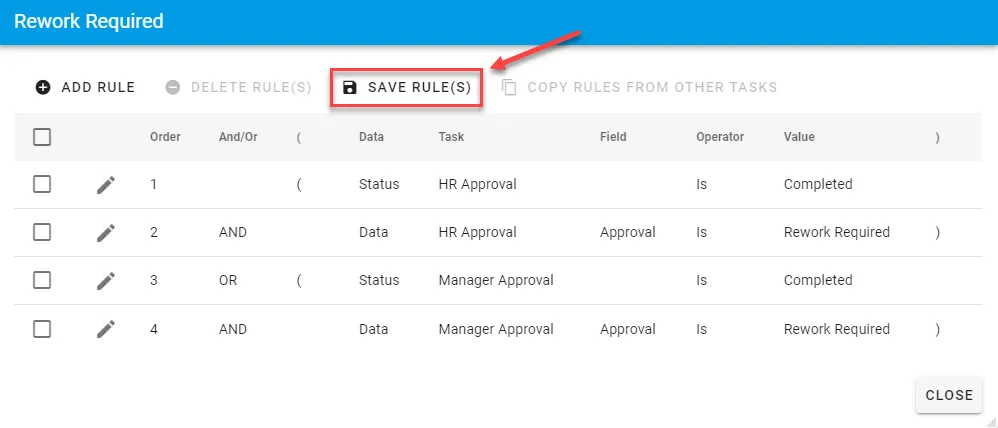 Grouped start rules with the Or operator applied