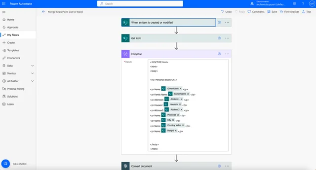 Generate a Word document from a SharePoint list