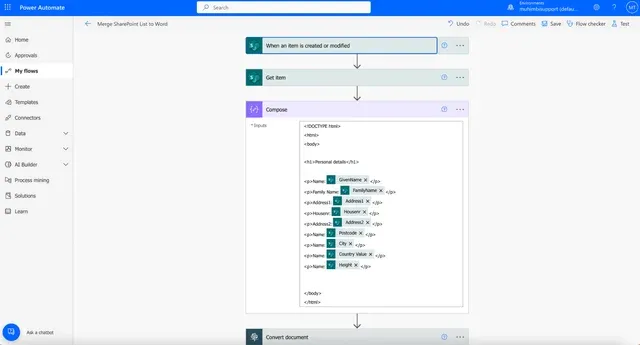Generate a Word document from a SharePoint list