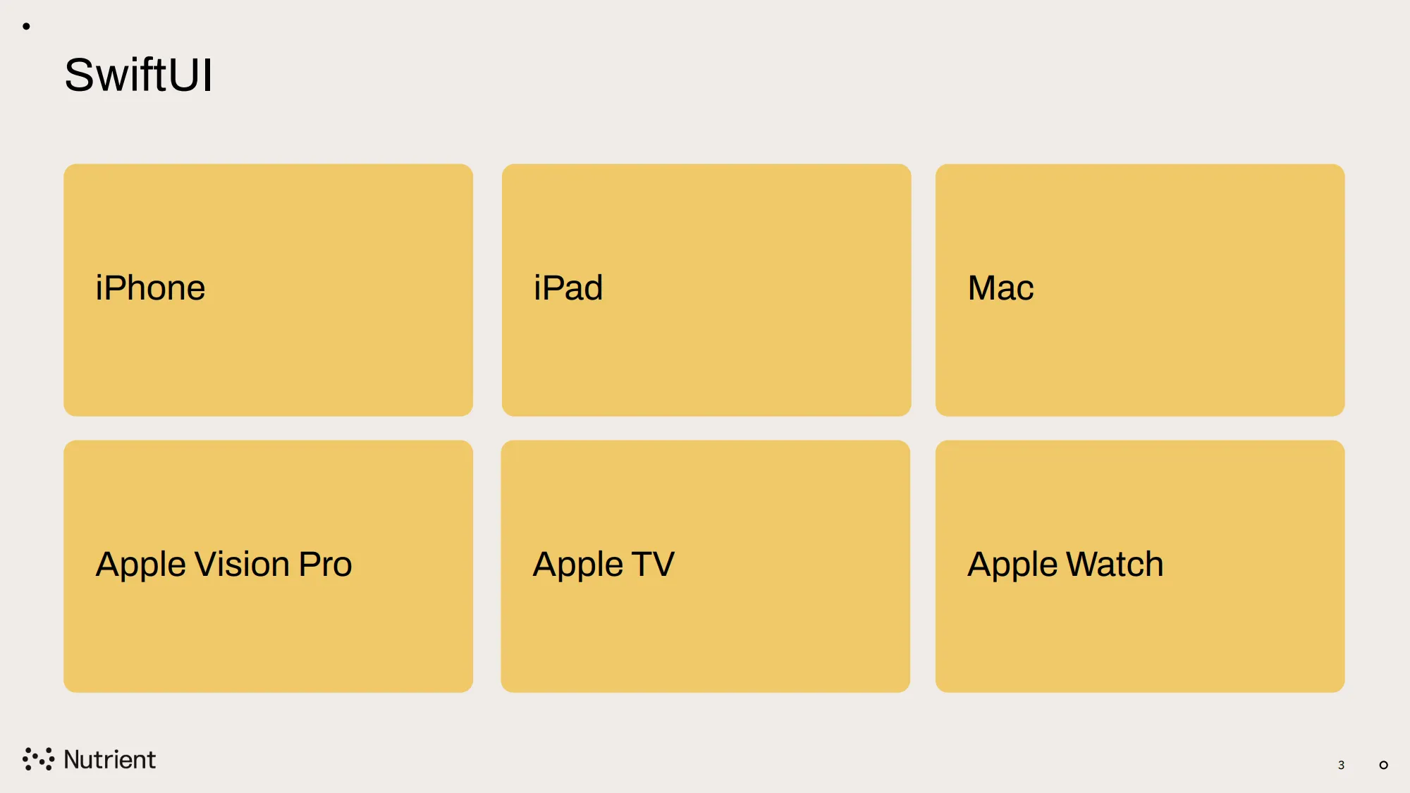 Photo from the talk. Slide shows six Apple platforms, all highlighted: iPhone, iPad, Mac, Apple Vision Pro, Apple TV, and Apple Watch.