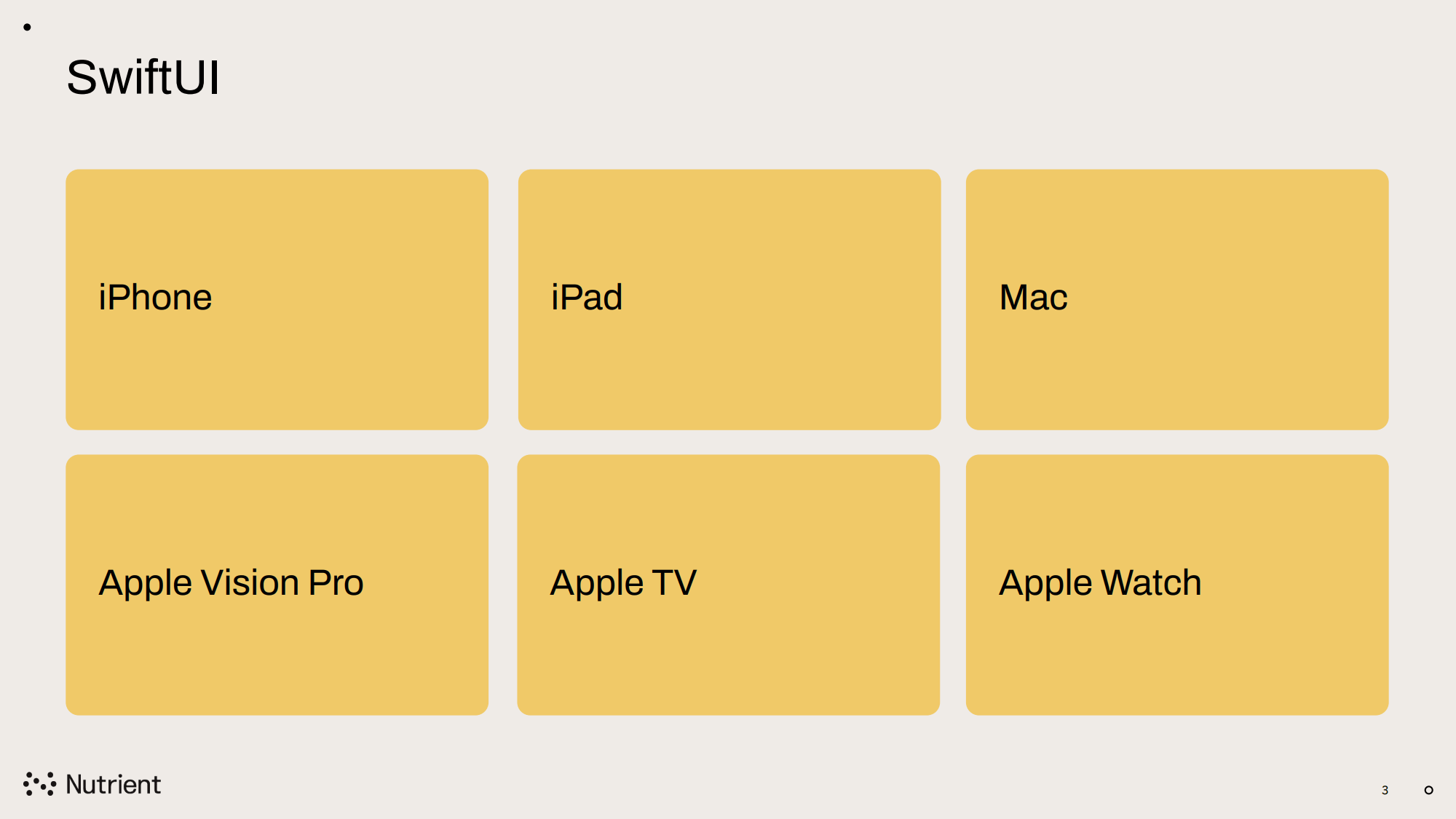 Photo from the talk. Slide shows six Apple platforms, all highlighted: iPhone, iPad, Mac, Apple Vision Pro, Apple TV, and Apple Watch.