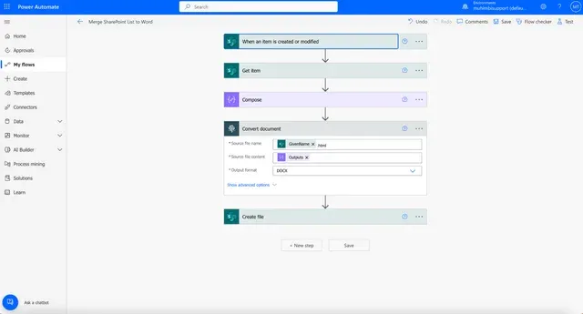 Power Automate flow to convert a SharePoint list