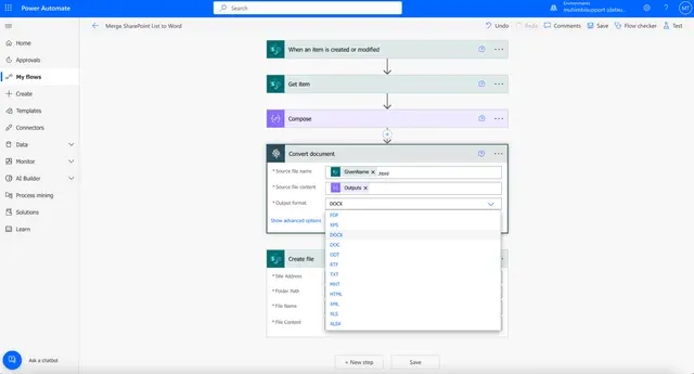 Convert a SharePoint list