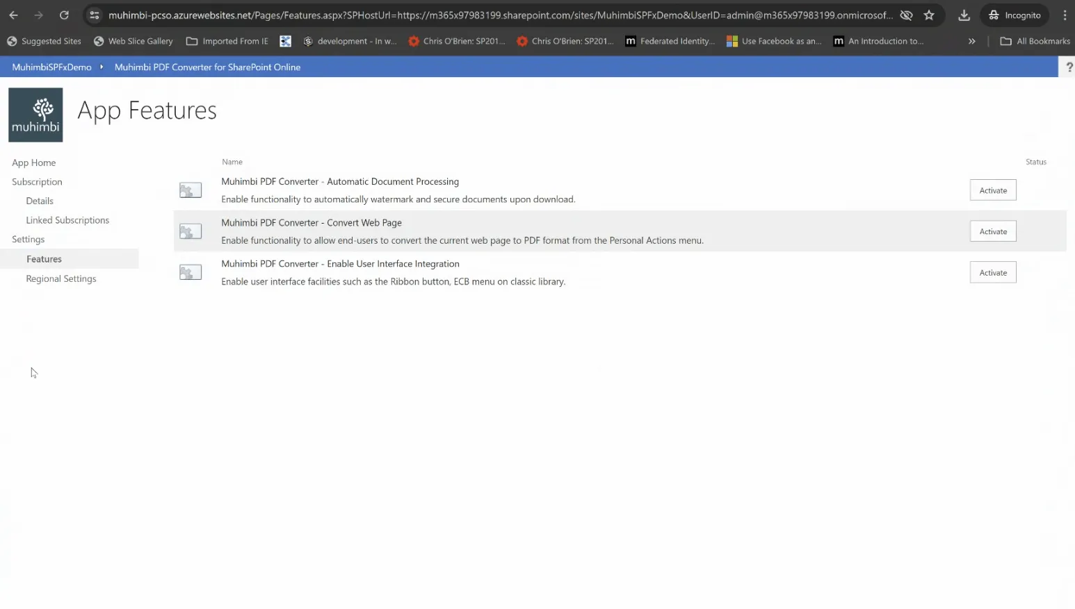 access advanced features page