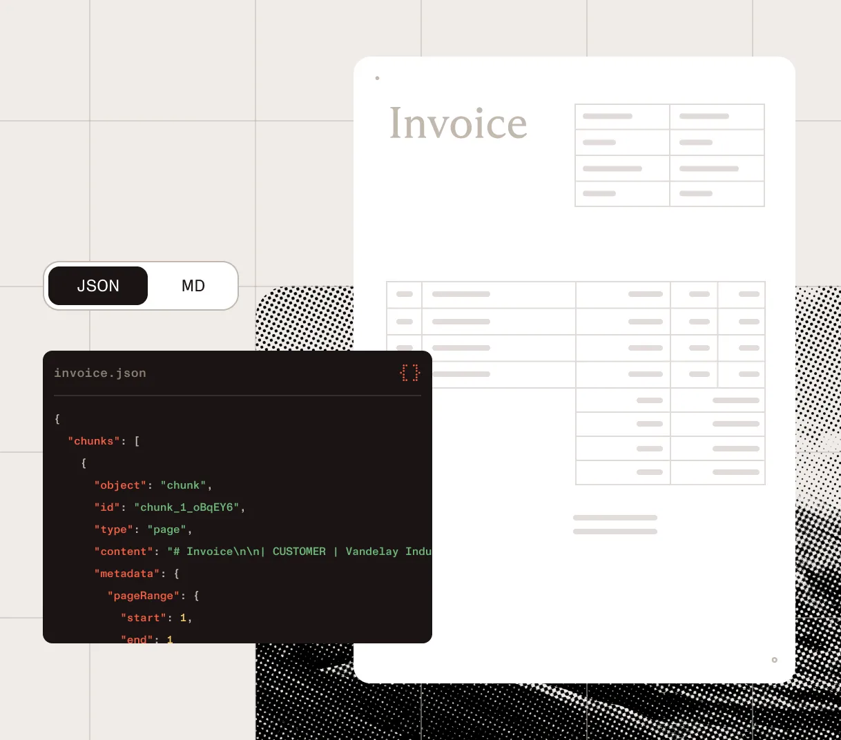 Complex document structured into spatial JSON output