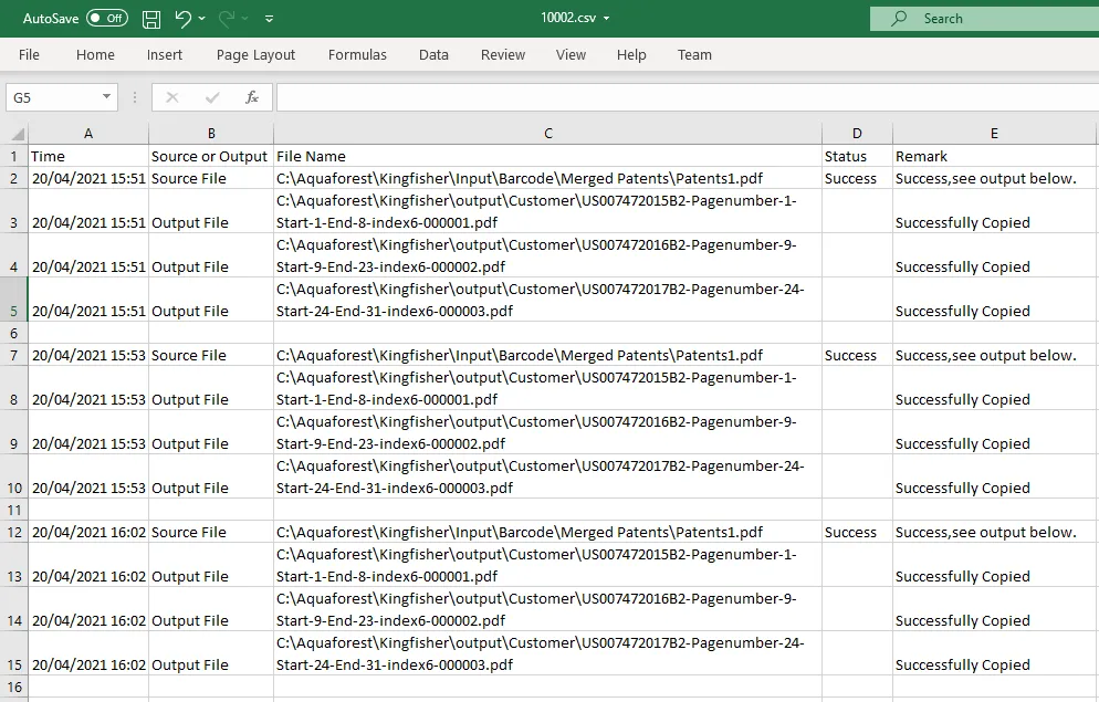 CSV Logs