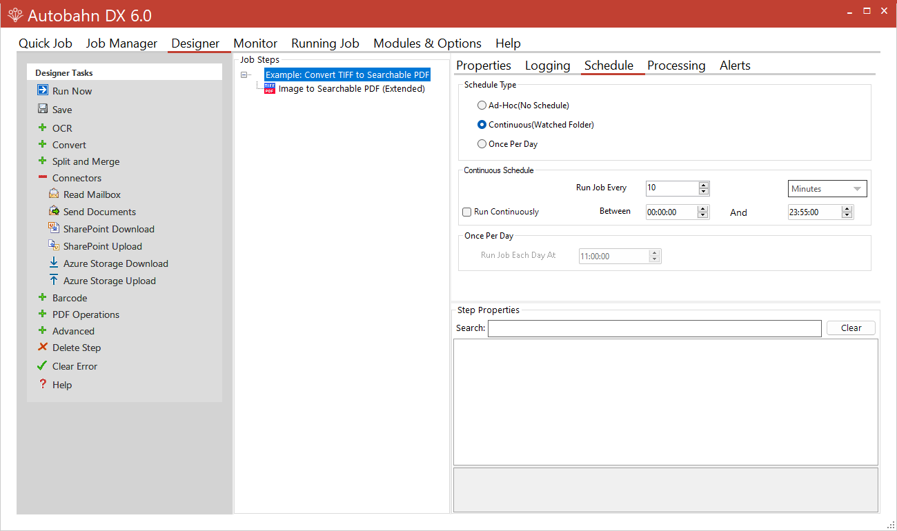 Set up the Job Schedule
