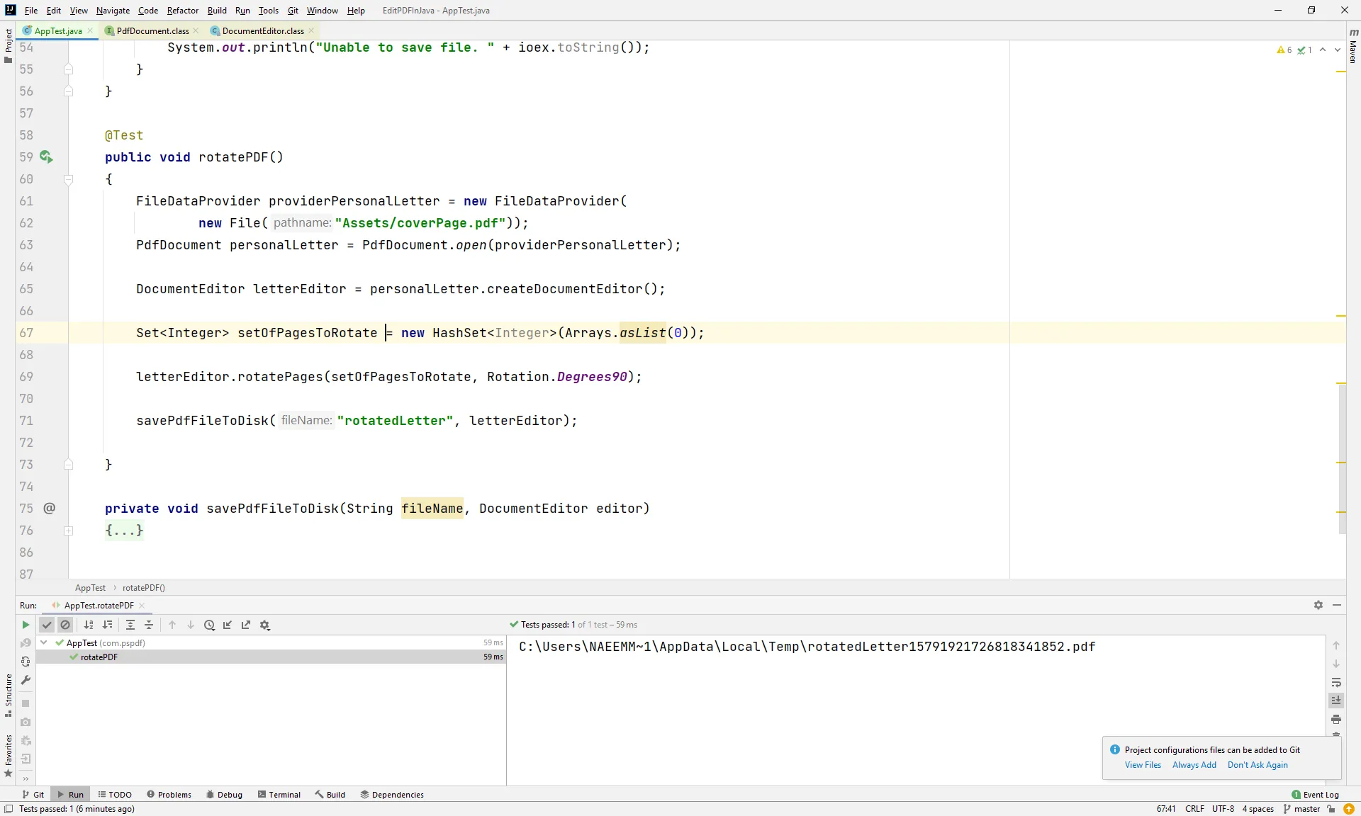 Rotate PDF Page Java Test