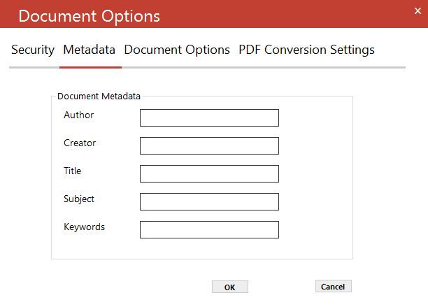 Set fields under document metadata for generated file