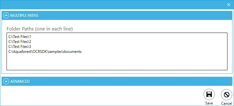 Multiple file system paths configuration interface