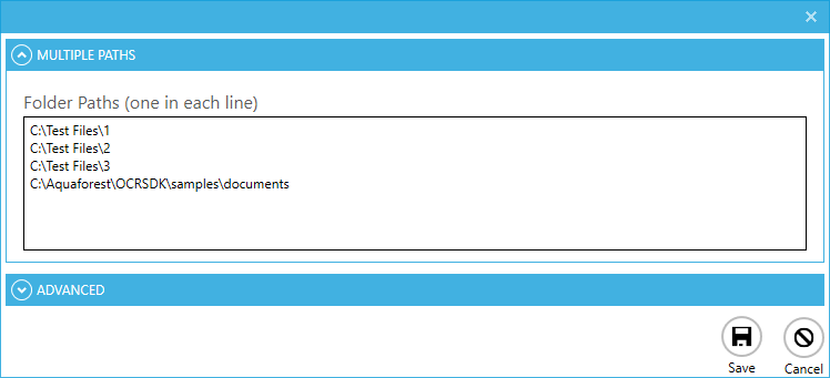 Multiple file system paths configuration interface