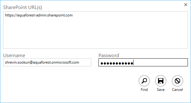 Site collection enumeration dialog
