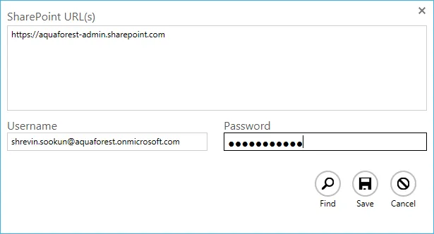 Site collection enumeration dialog