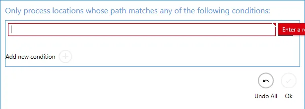 Filter Locations by Regular Expression pop-up