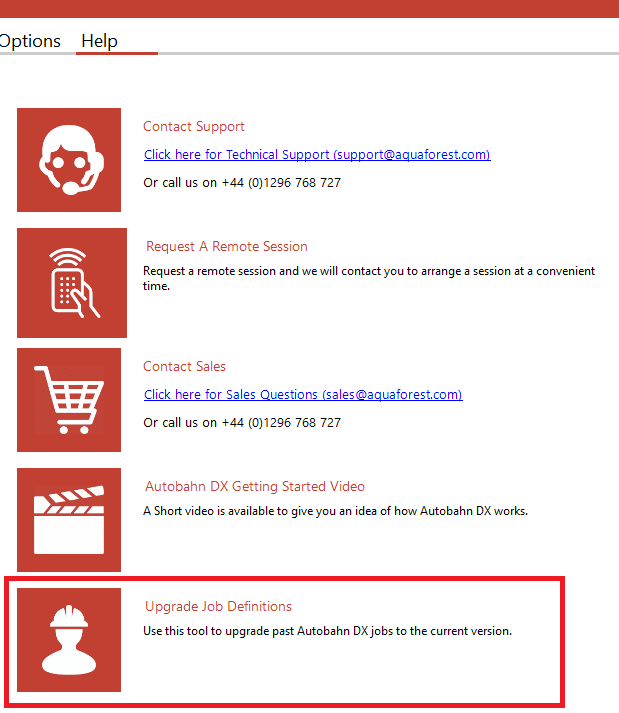 Upgrade Job Definitions button