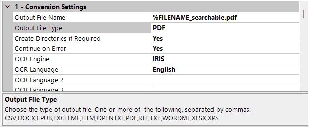 Choose output file type