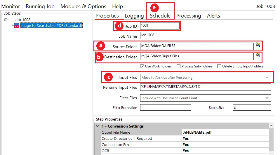 Set up DAS Job to Process Copied Files