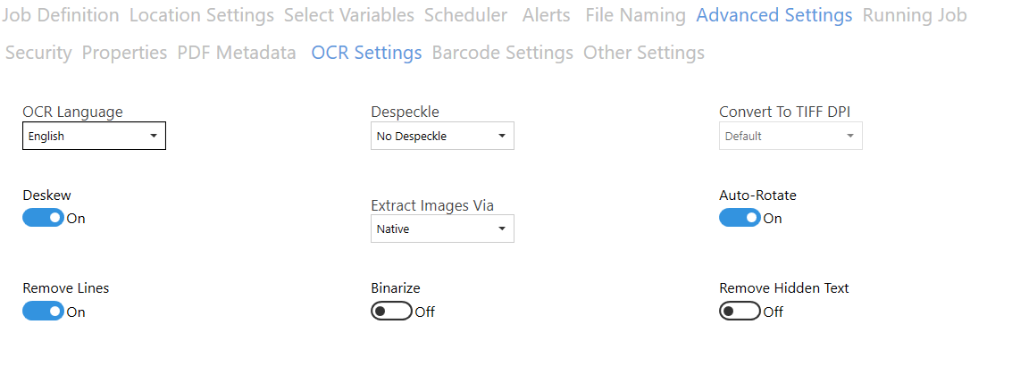 OCR Settings