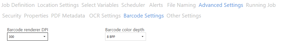 Barcode Settings