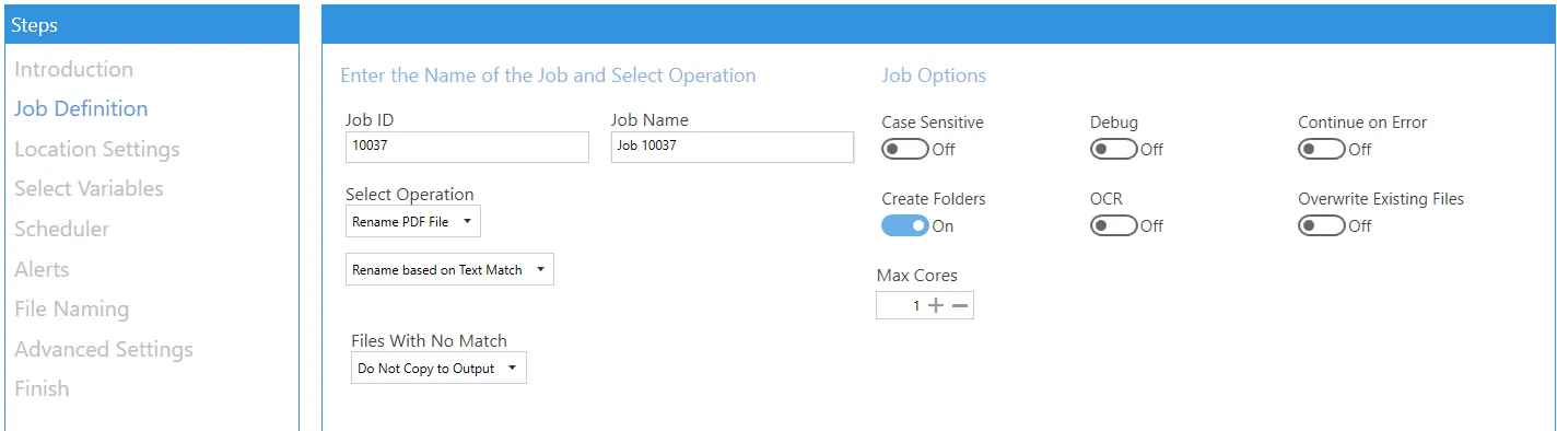 Job Definition tab