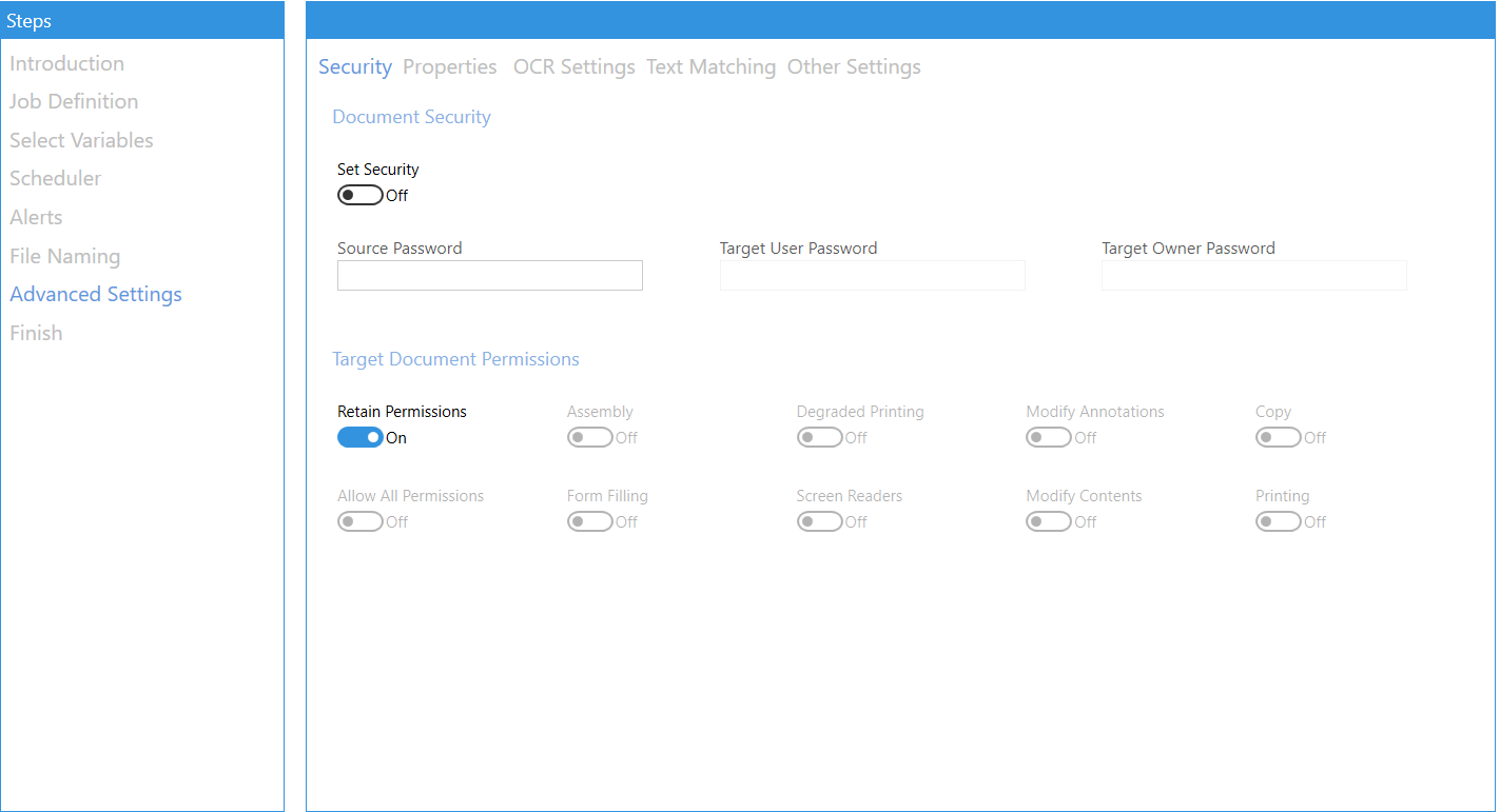 Advanced Settings tab