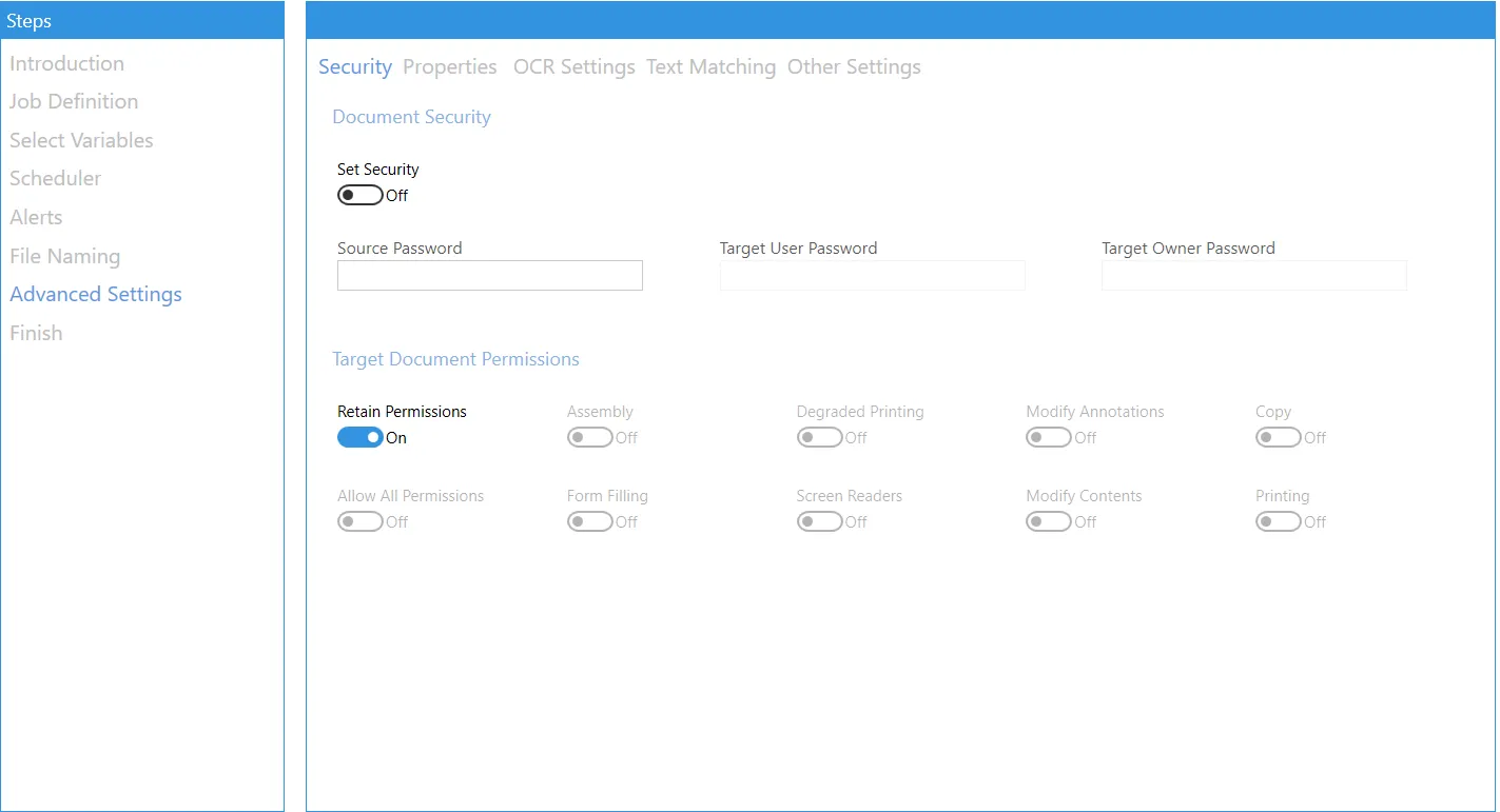 Advanced Settings tab
