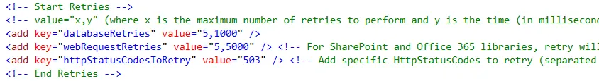 Retry settings