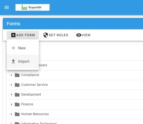 import form template