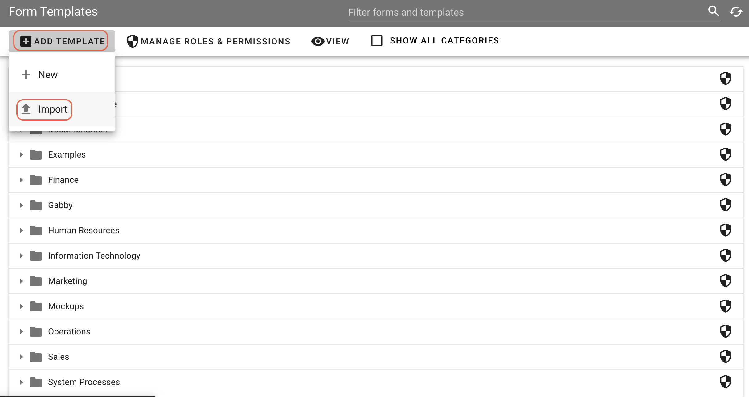 import form template
