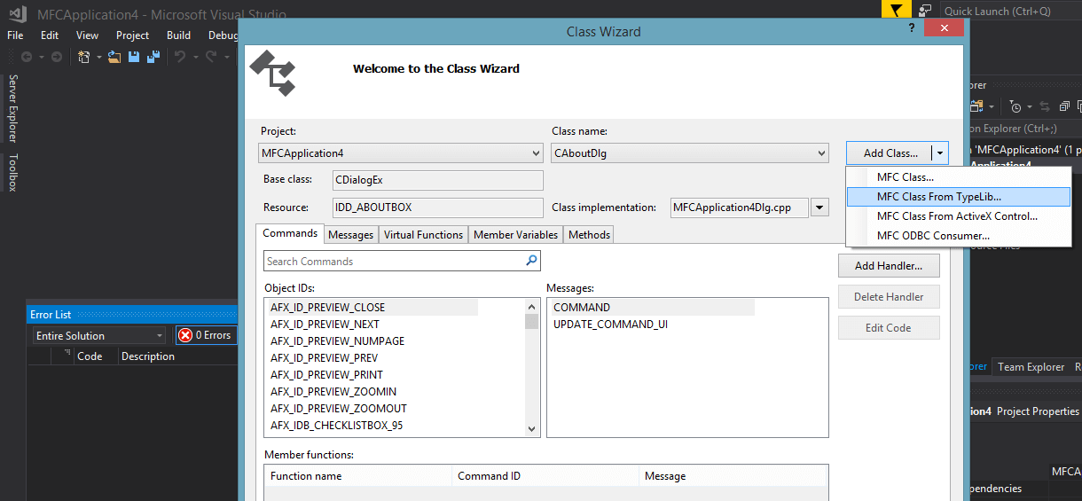 Select MFC Class From TypeLib